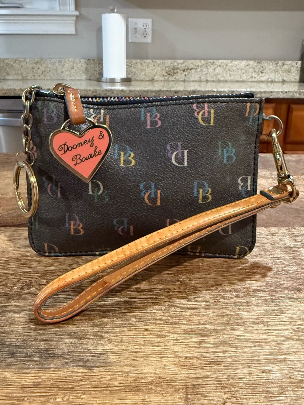 Dooney & Bourke Y2K signature Rainbow
multicolored "DB" logo & Heart Charm